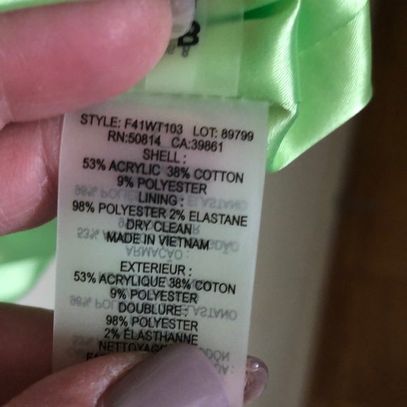 T Tahari tweed& linen blazer in citrus green color - Picture 15 of 16